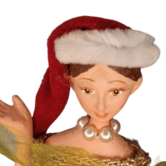 Vintage Lady in Christmas Tree Ribbon Dress Figurine - Picture 9 of 10